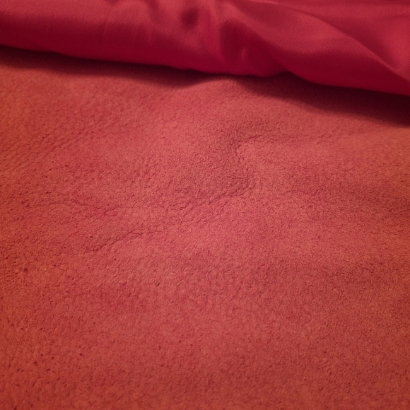 Koslow's Red Leather Open-Front Over-Sized Jacket Coat Women Size Small-Medium - Picture 16 of 16